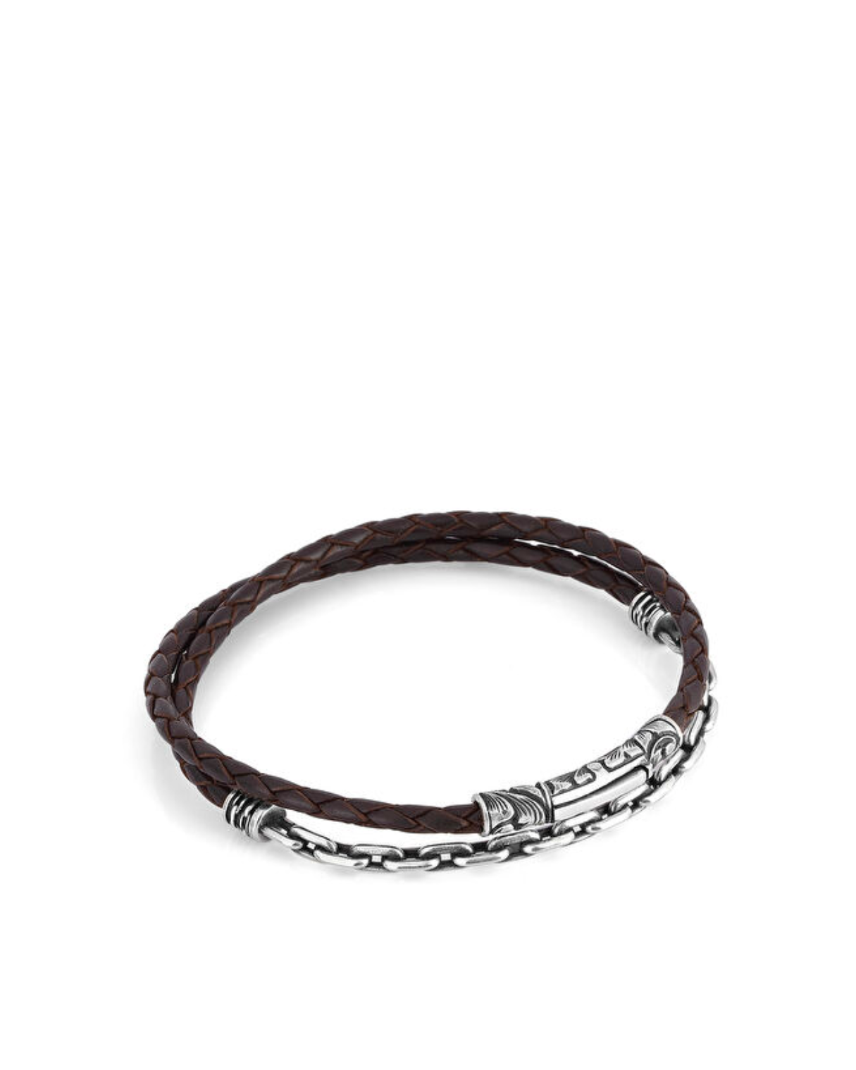 ARC Chain Leather Erkek Gümüş Bileklik