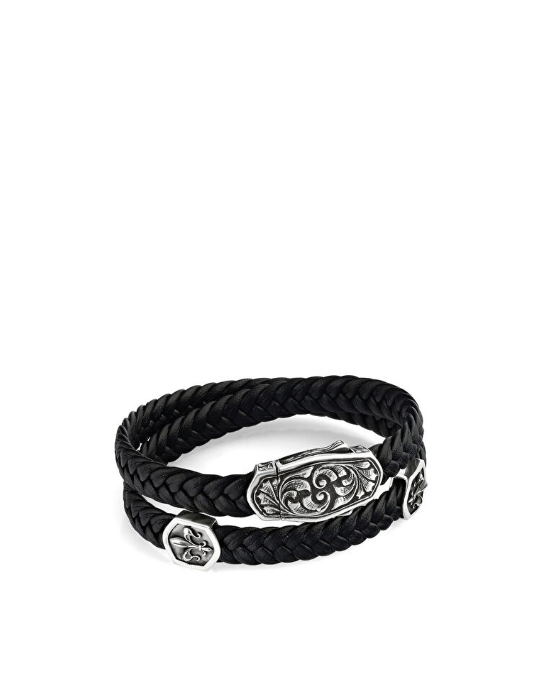 Arc Engraved Braided FDelis Erkek Gümüş Bileklik