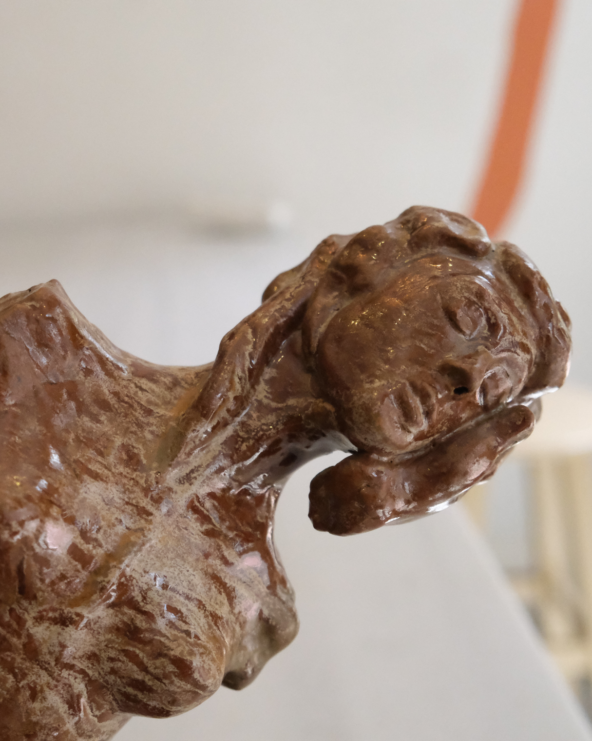 Atlas Rising Handmade Brown Figure Sculpture