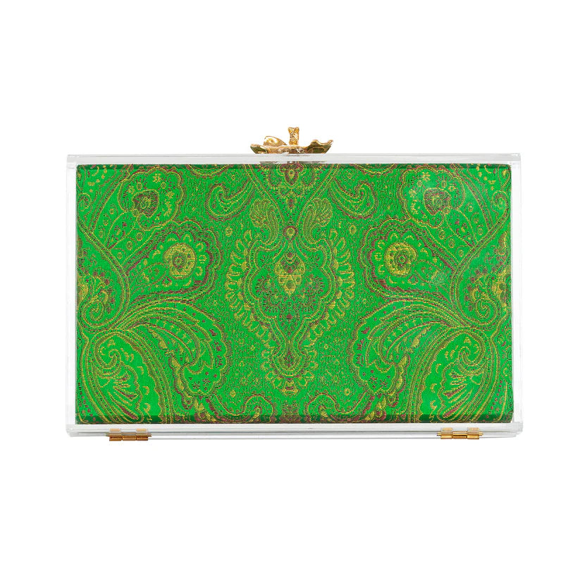 Costes In Green Paisley Print Silk Jacquard