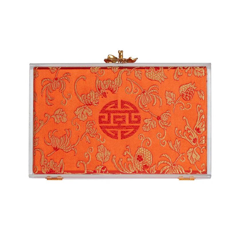 Costes In Orange Floral Print Silk Jacquard