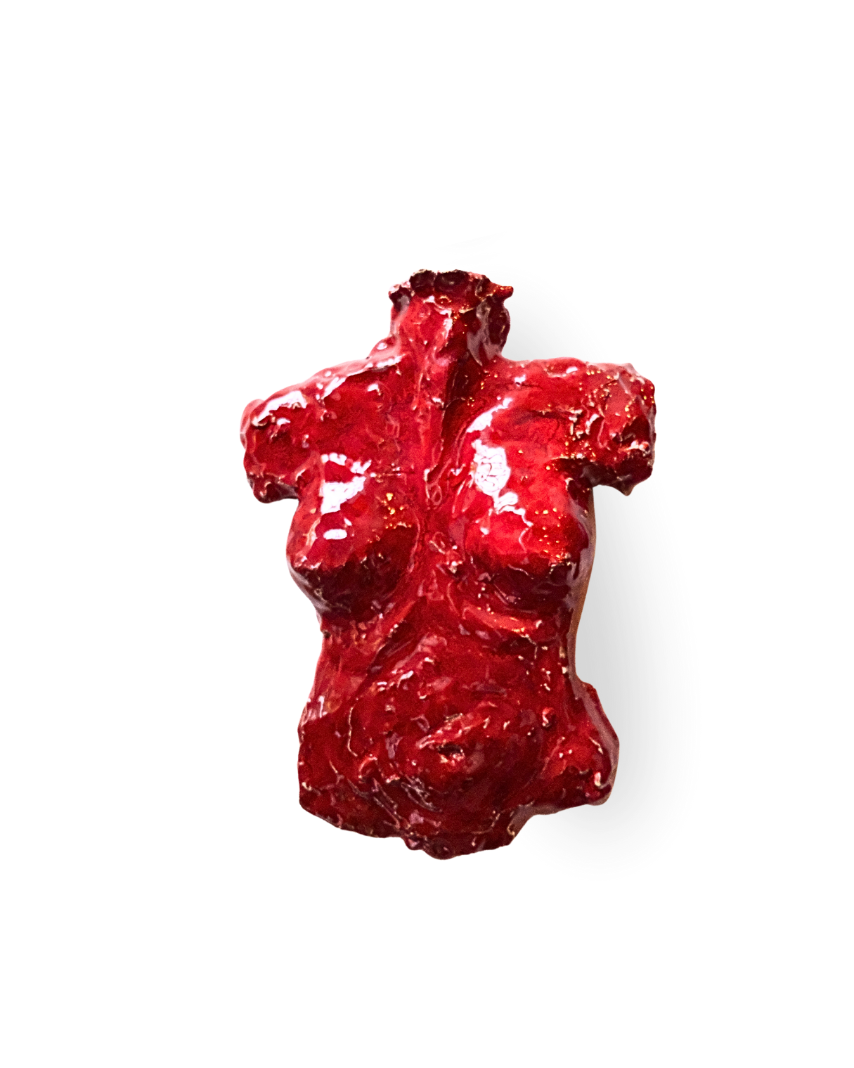 Crimson Torso Handmade Red Bust Wall Sculpture