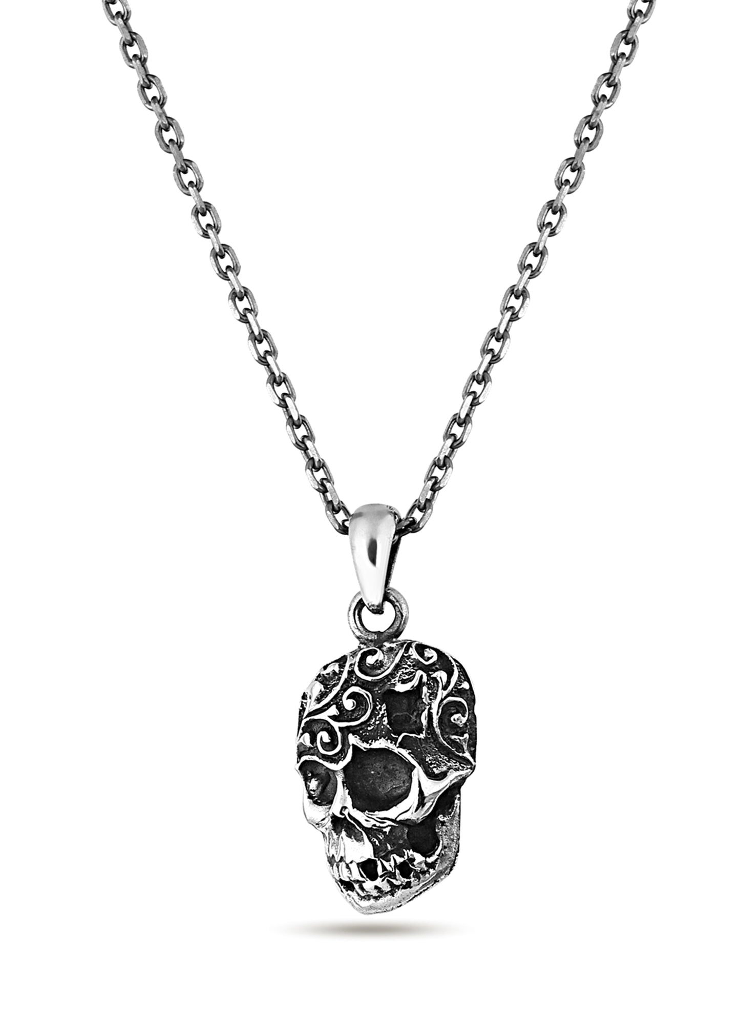 Engraved Skull Erkek Gümüş Kolye