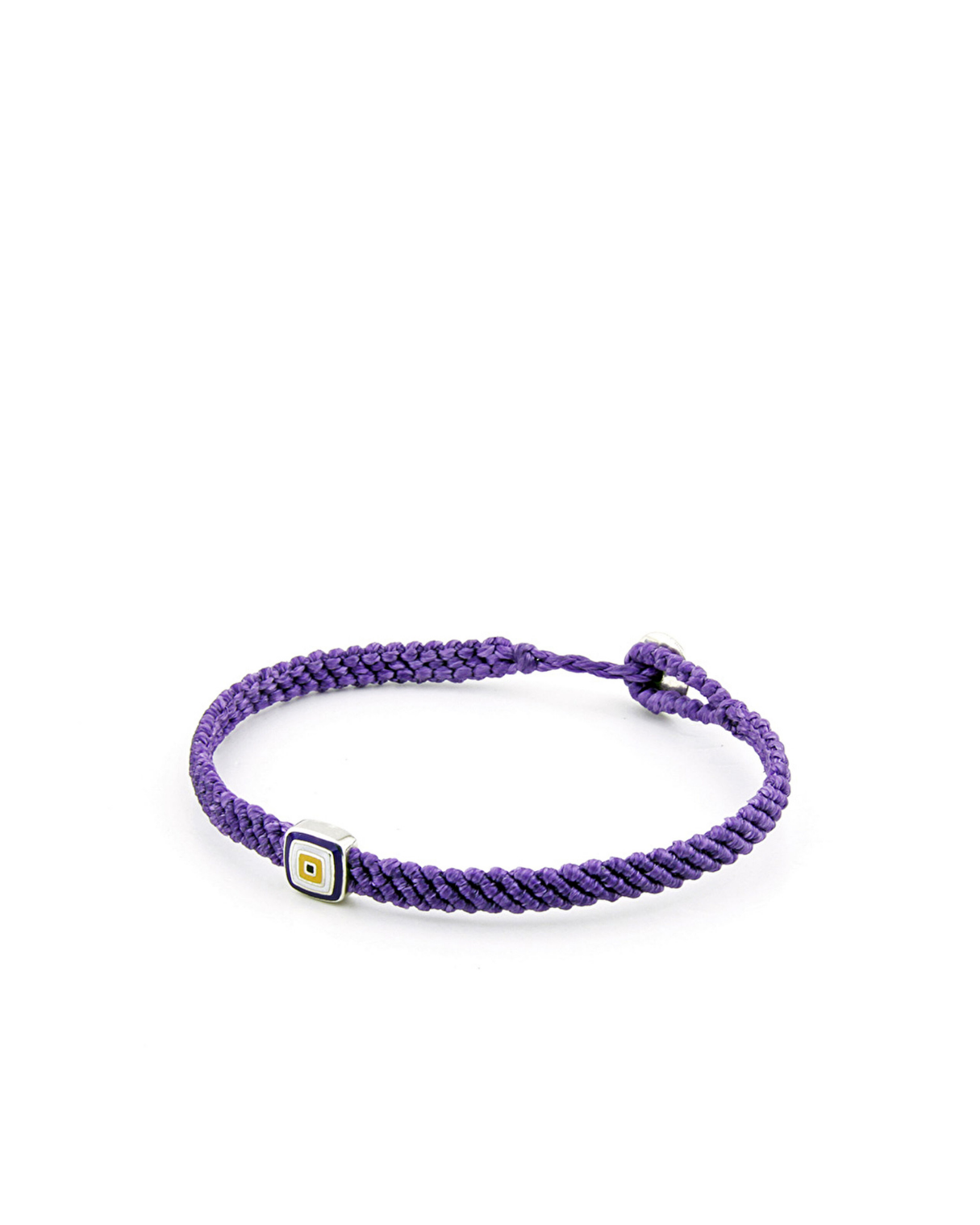 Evil Eye Square Makrame Mor Erkek Gümüş Bileklik