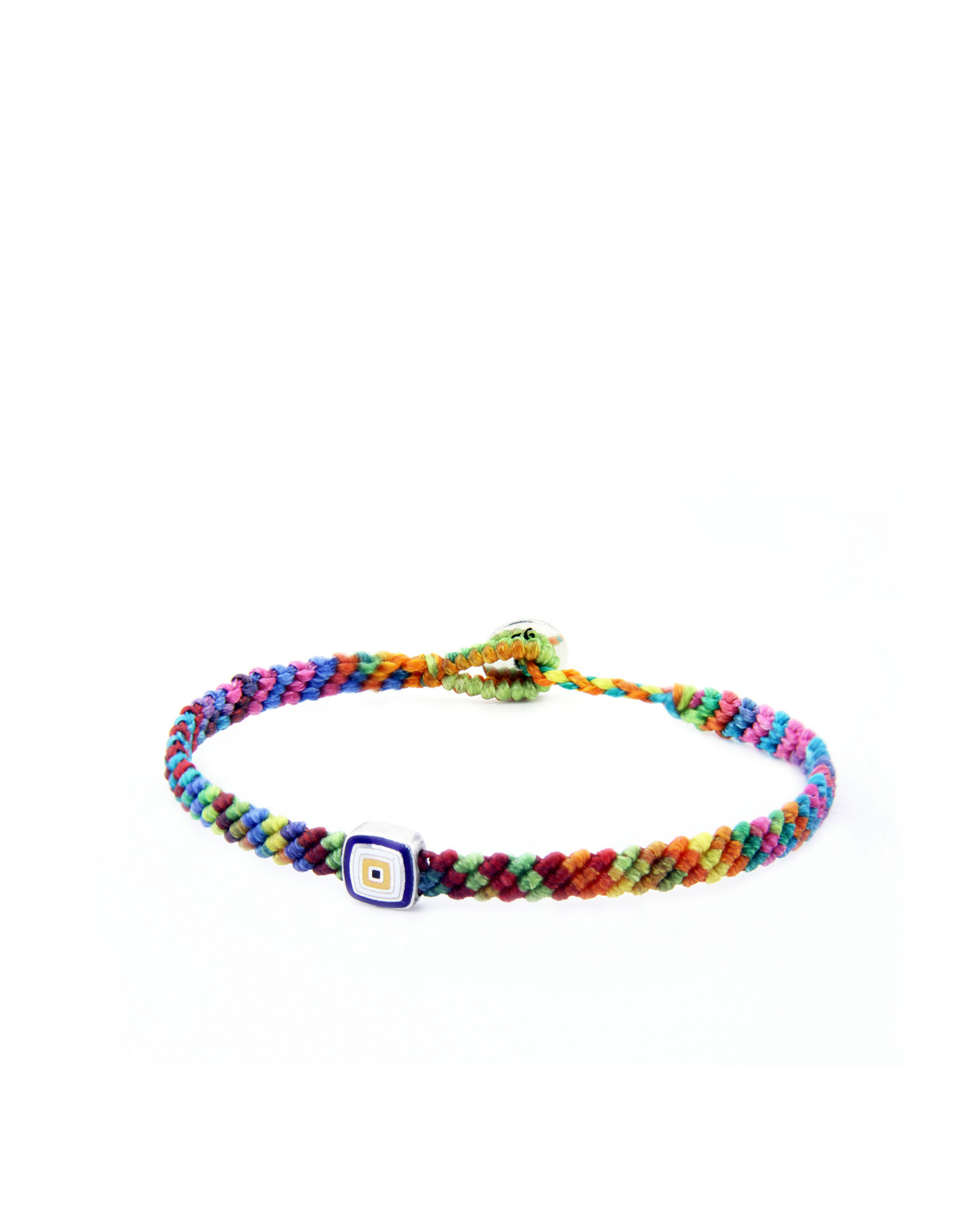 Evil Eye Square Makrame Erkek Gümüş Bileklik