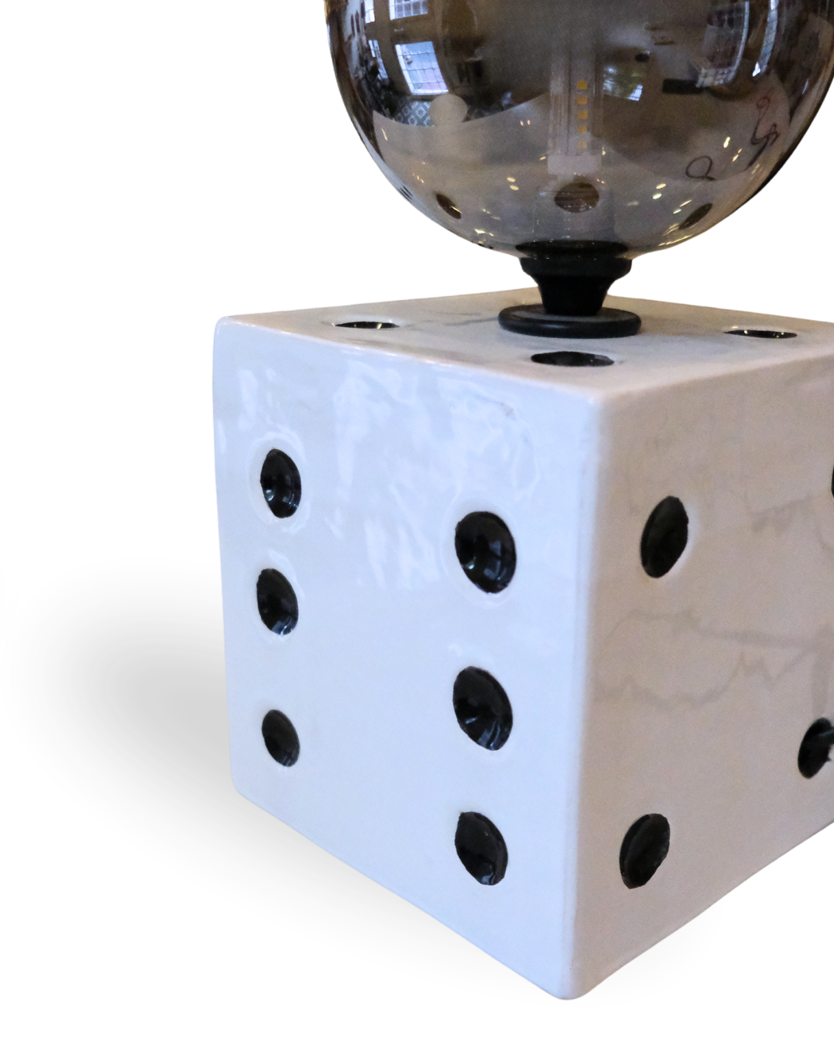 Fortuna Dice Handmade White Ceramic Lamp