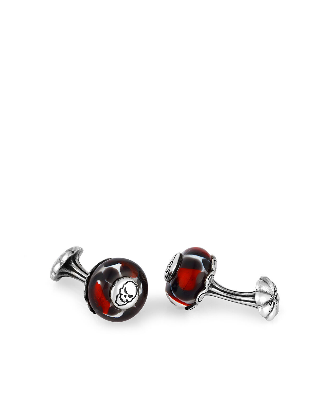 Glass Beads Skull Fx Gümüş Kol Düğmesi