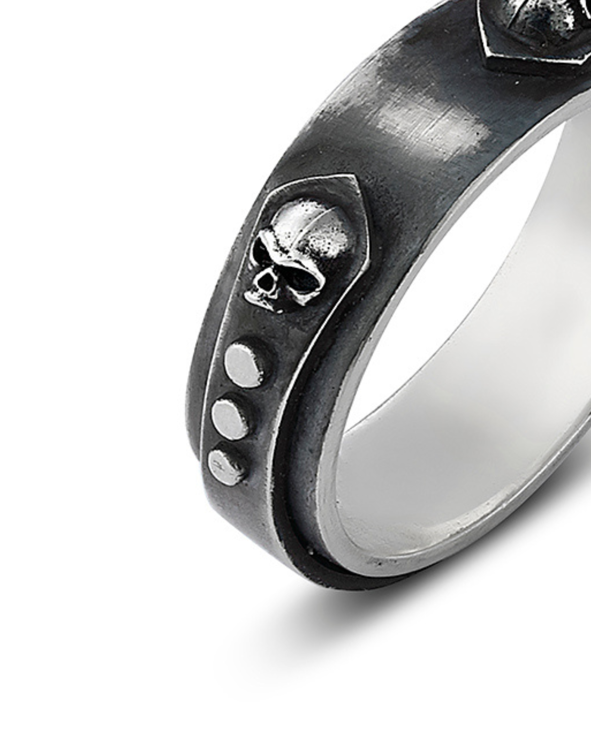 Knight Stud 3D Skull Erkek Gümüş Yüzük
