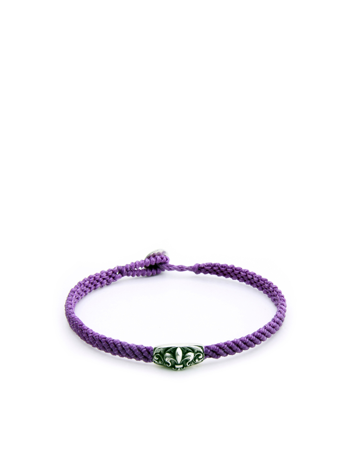 Makrame Fleur De Lis Disc Erkek Gümüş Bileklik
