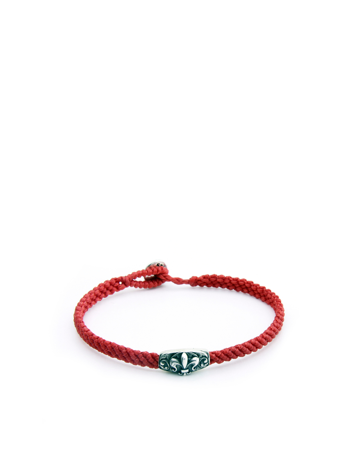 Makrame Fleur De Lis Disc Erkek Gümüş Bileklik