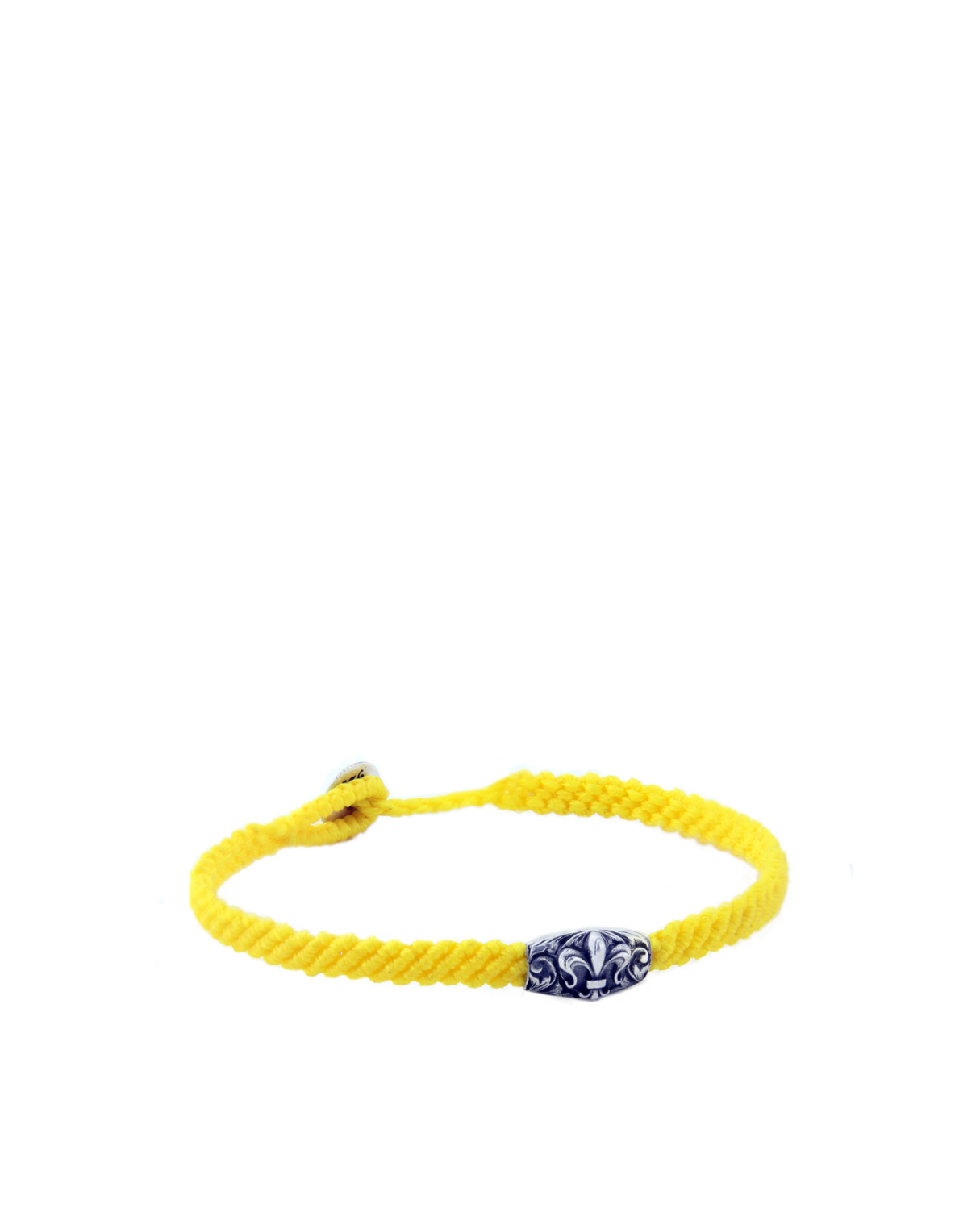 Makrame Fleur De Lis Disc Erkek Gümüş Bileklik