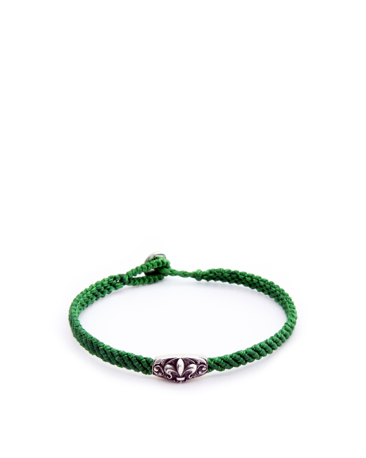 Makrame Fleur De Lis Disc Erkek Gümüş Bileklik