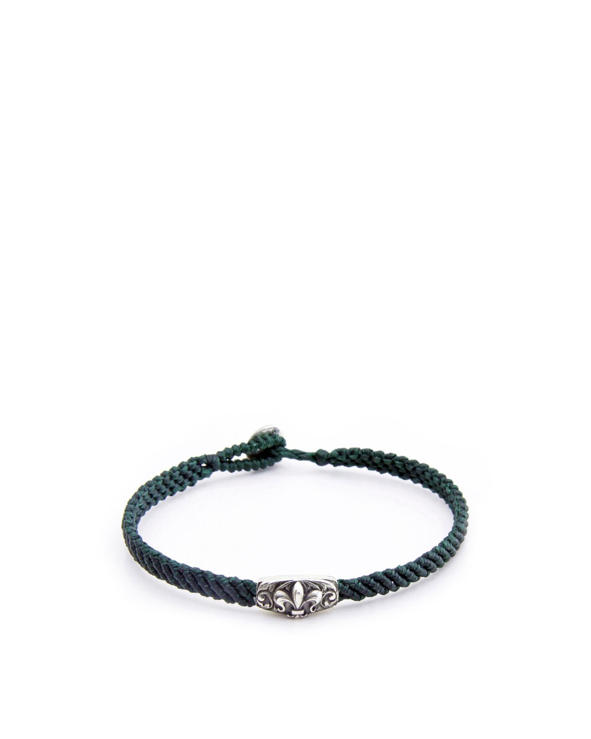 Makrame Fleur De Lis Disc Erkek Gümüş Bileklik