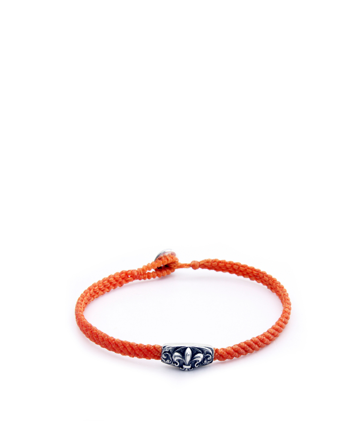 Makrame Fleur De Lis Disc Erkek Gümüş Bileklik