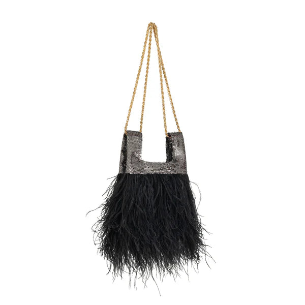 Micro Ines In Slate Gray Sequin With Feather