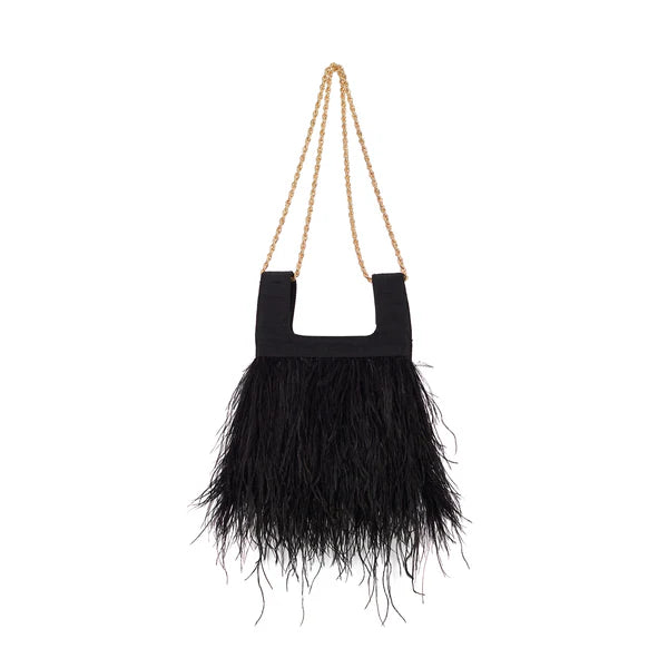 Micro Ines In Black Silk With Feather