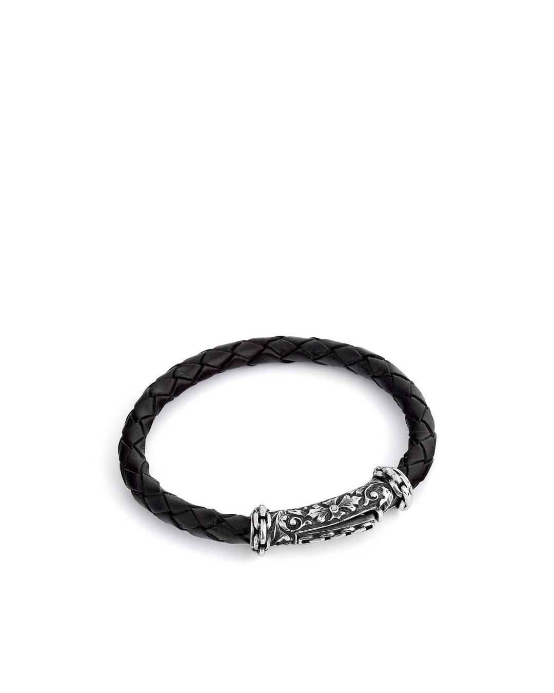 Single Lock Long L Men's Leather Bracelet