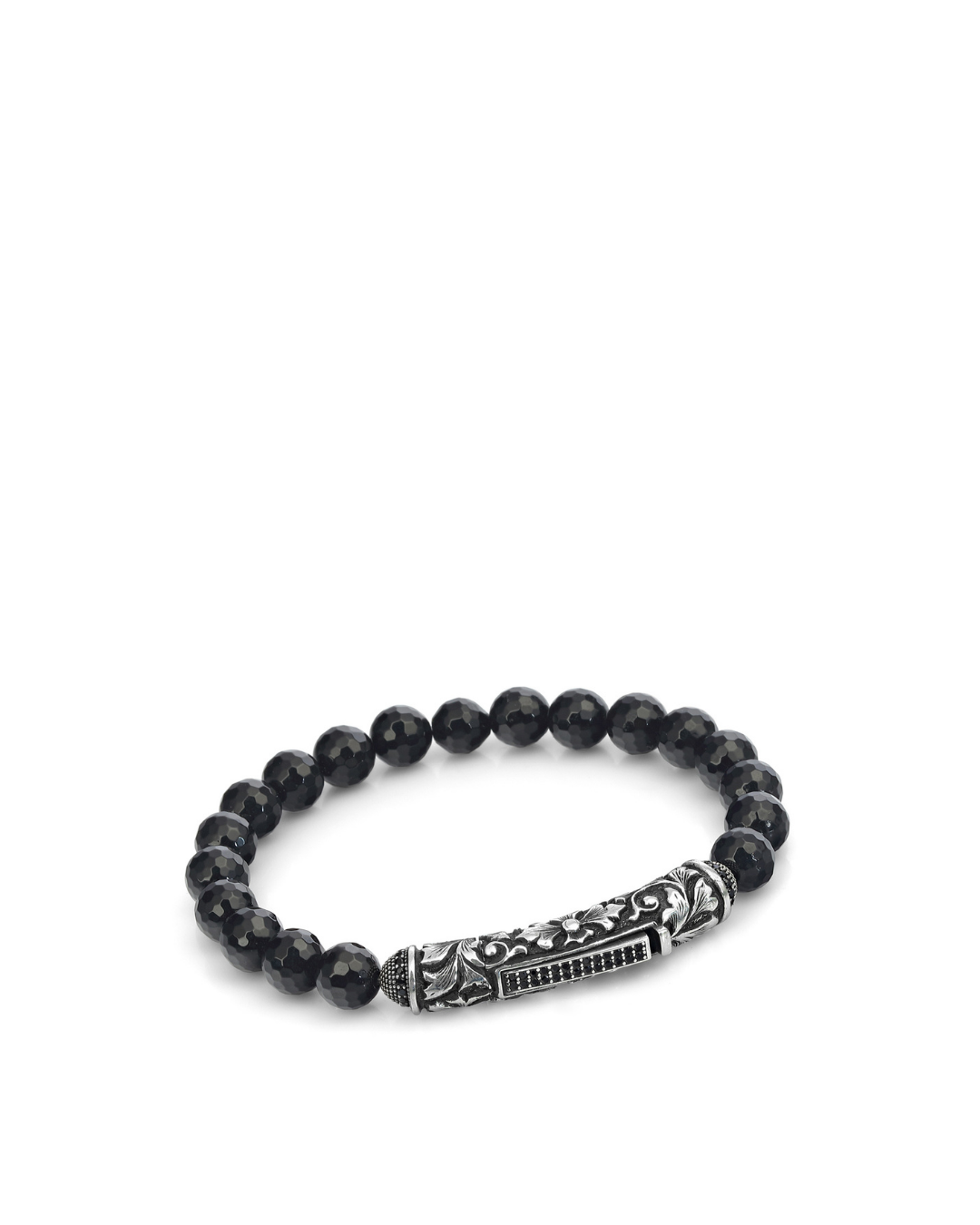 Single Lock Long L Zircon GS Men's Silver Bracelet