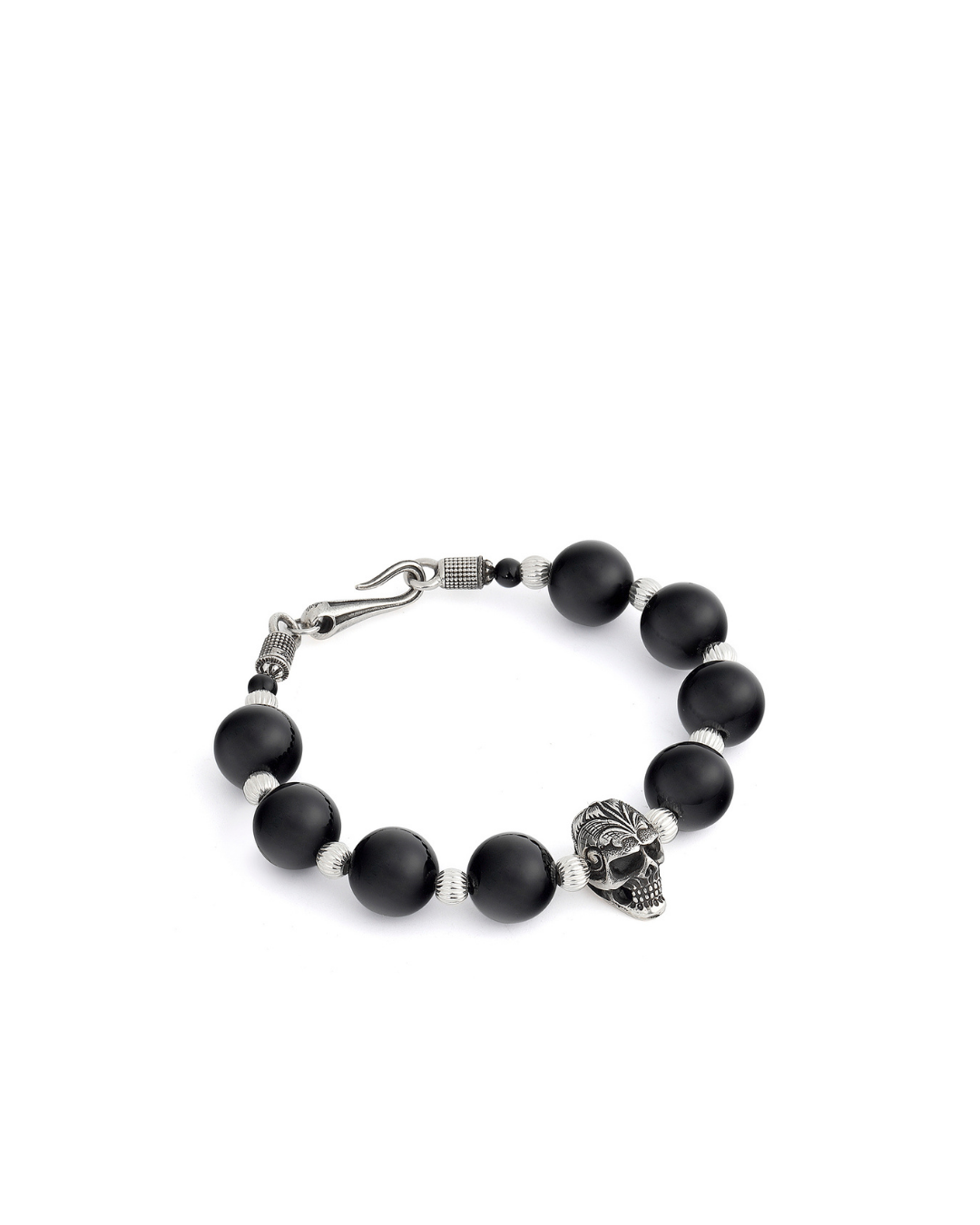 Skull Black Men's Silver Bracelet