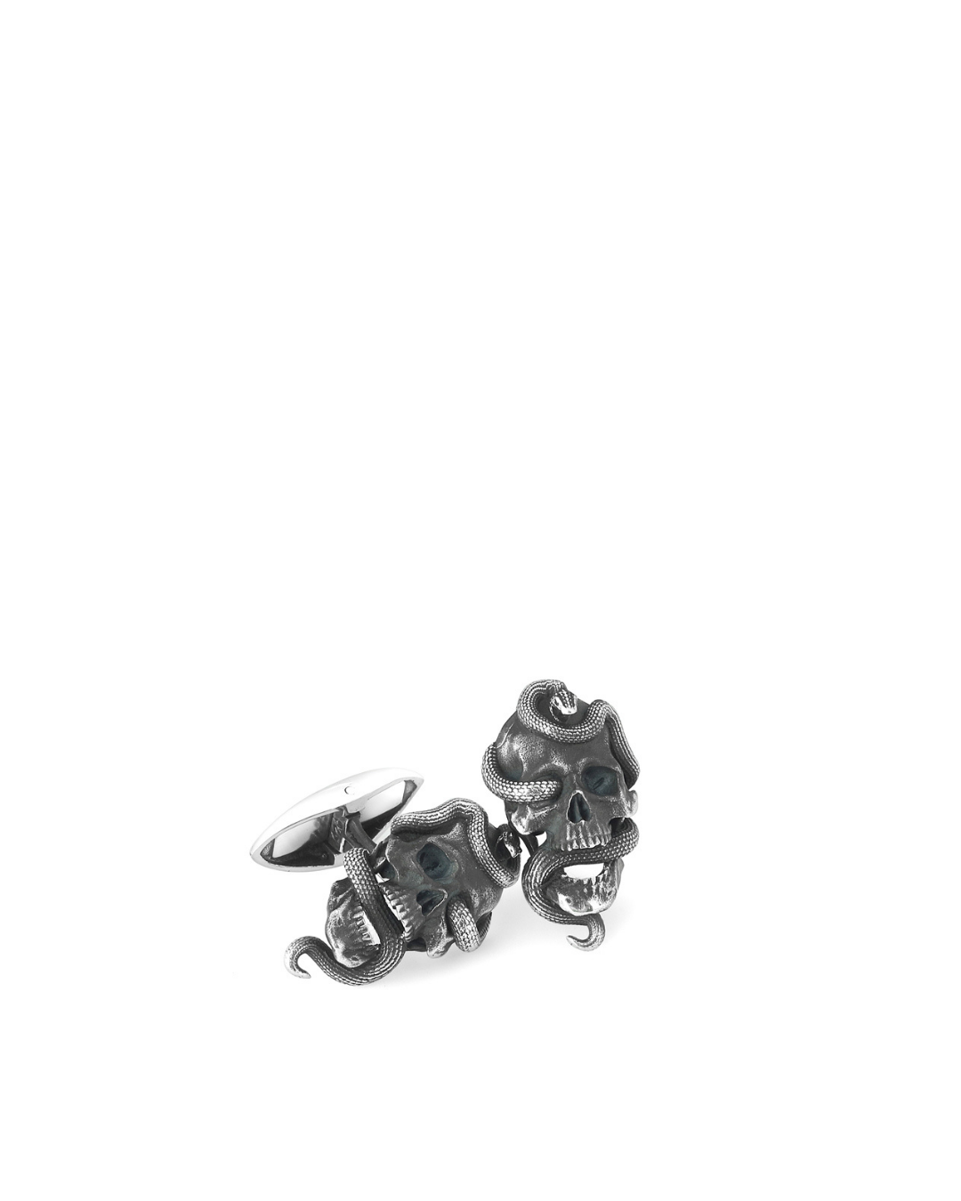 Skull Snake Gümüş Kol Düğmesi