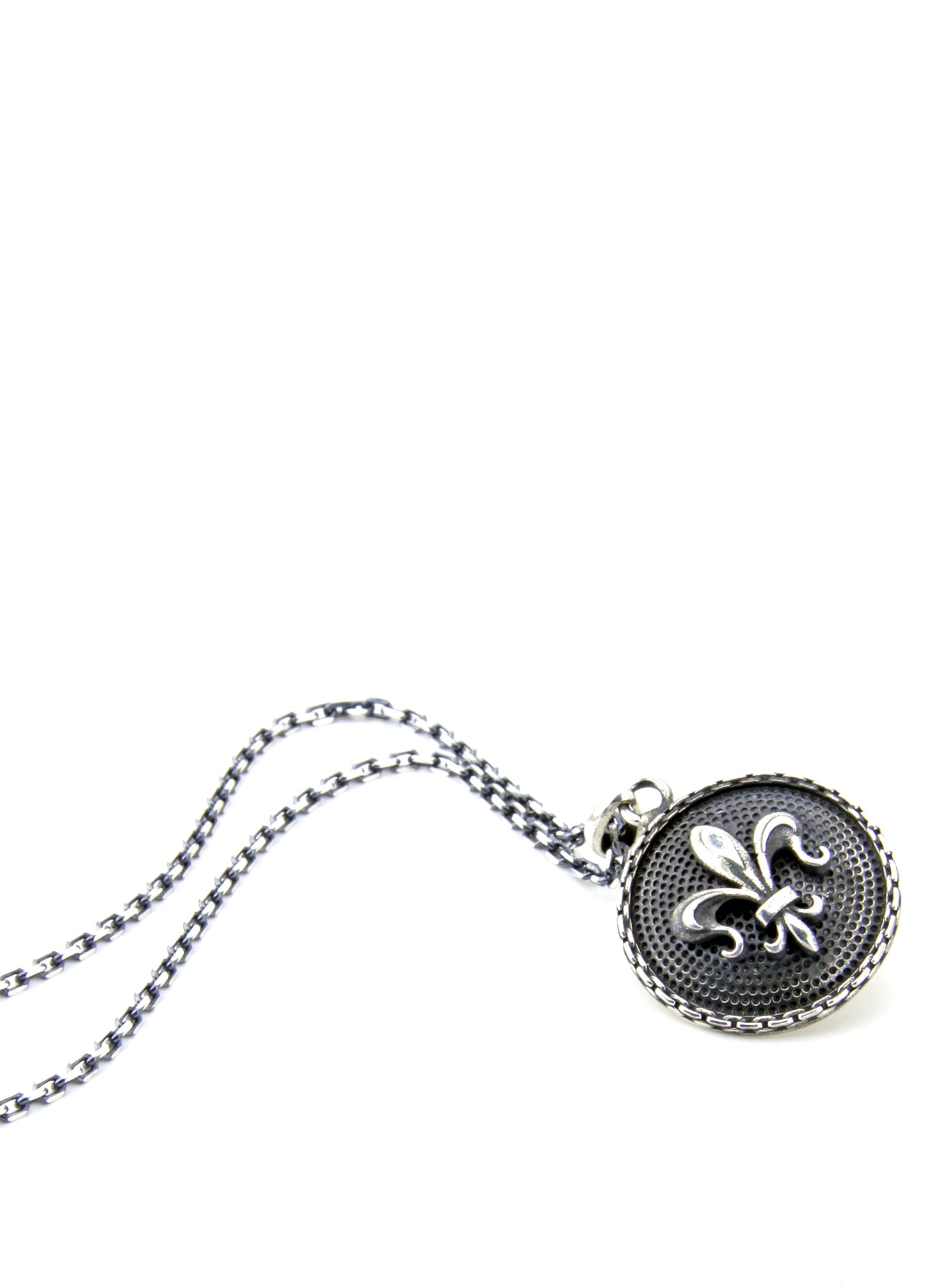 Warrior Chain Shield Fleur De Lis Gümüş Kolye