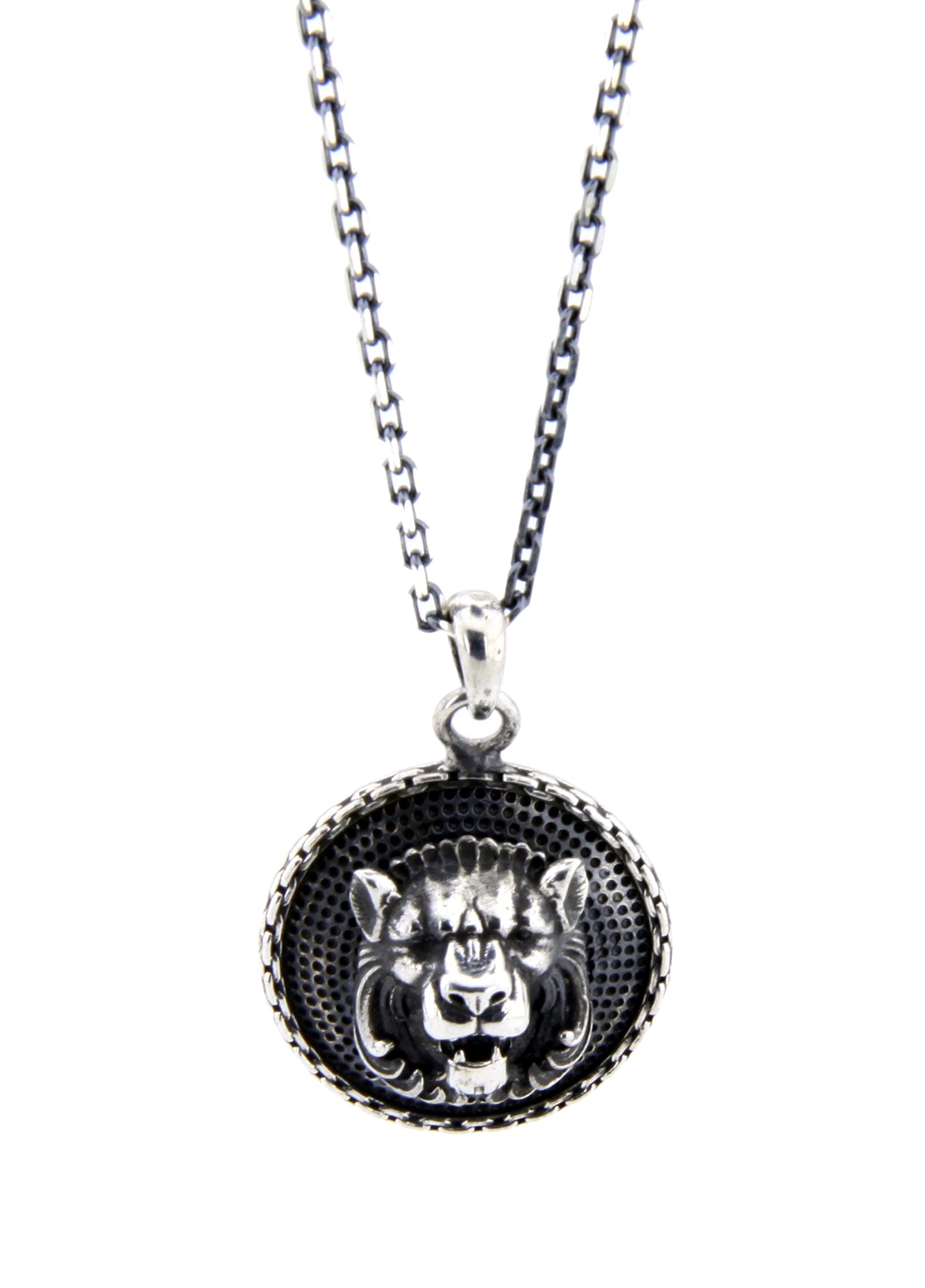 Warrior Chain Shield Lion 3D Erkek Gümüş Kolye