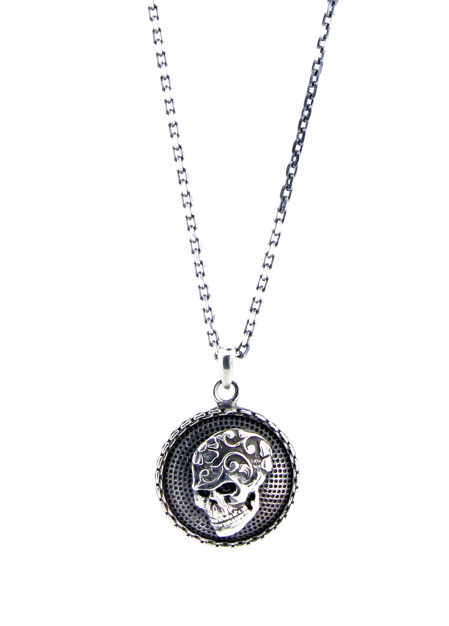 Warrior Chain Shield Skull Erkek Gümüş Kolye