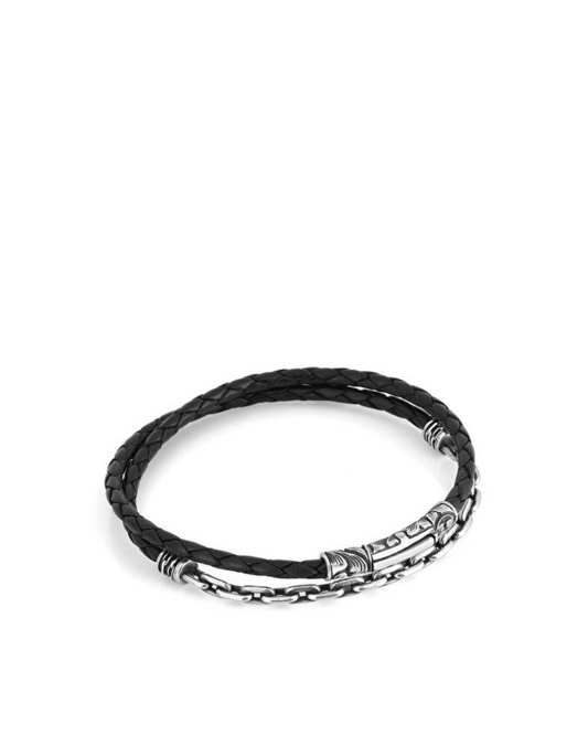 ARC Chain Leather Erkek Gümüş Bileklik