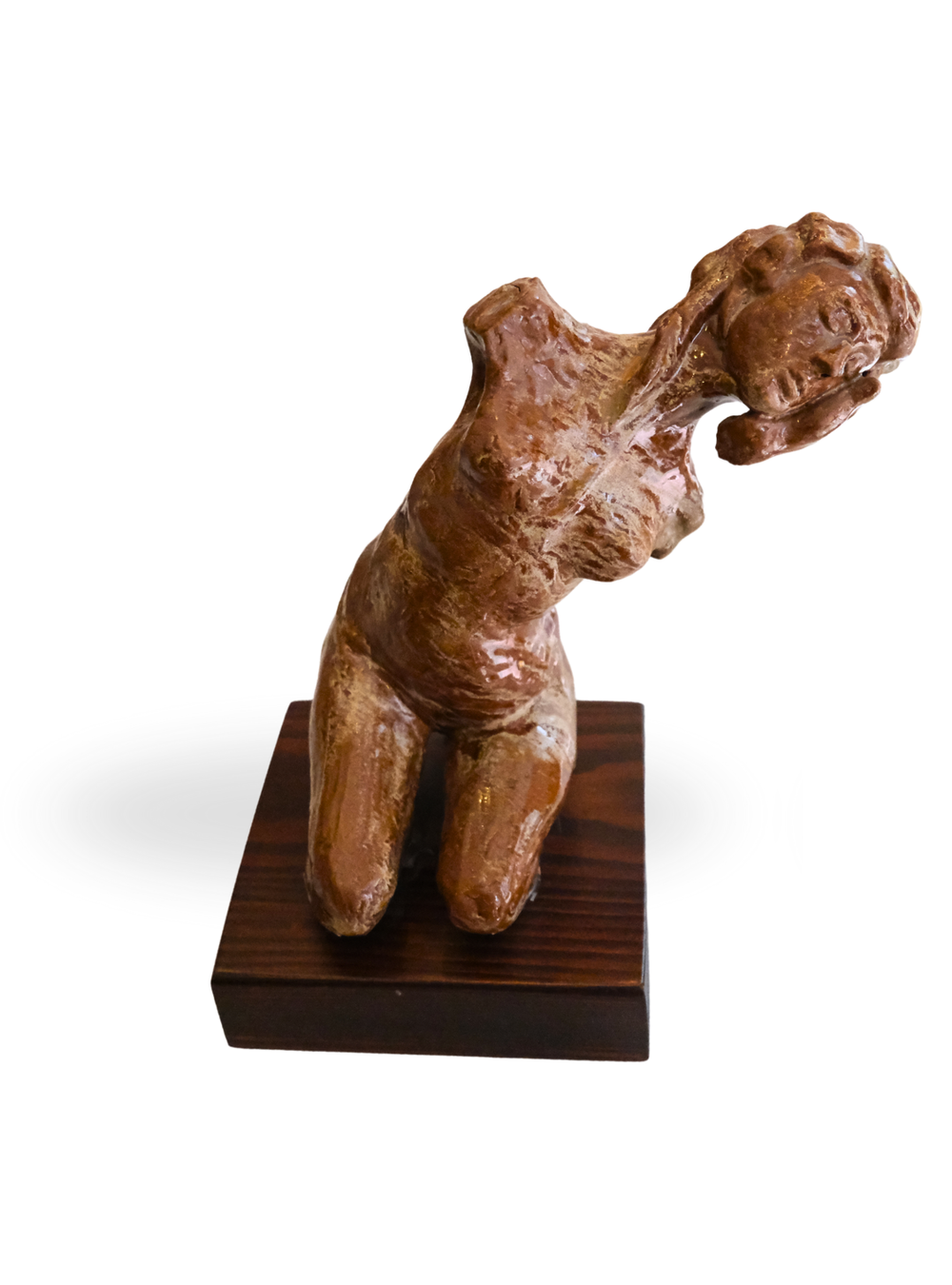 Atlas Rising Handmade Brown Figure Sculpture