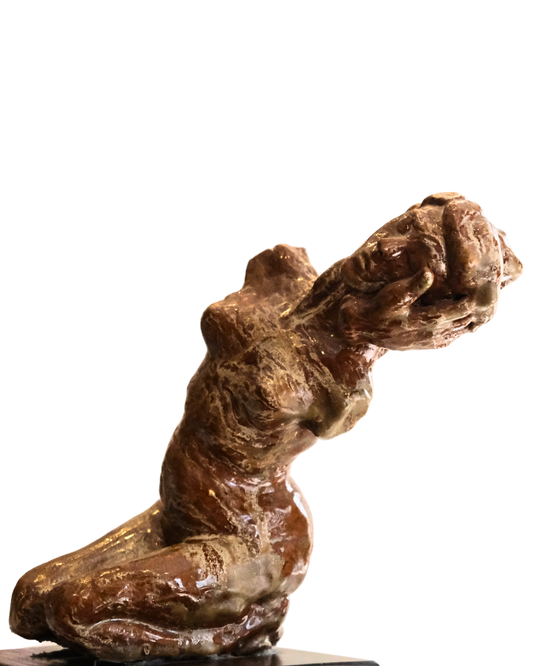 Atlas Rising Handmade Brown Figure Sculpture