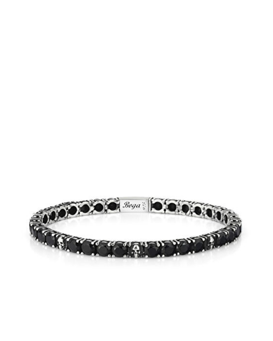 B Lock Skull Tennis Siyah Erkek Bileklik