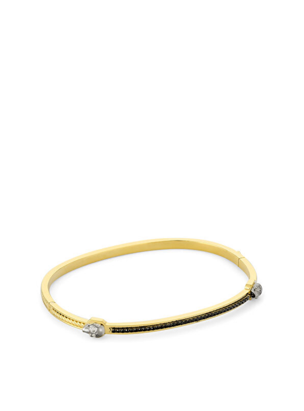 Bangle Skull Black Diamond 14K Gold Bracelet