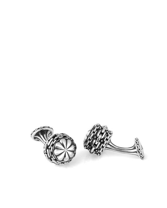 Chain Barrel Floral Cap Fx Gümüş Kol Düğmesi