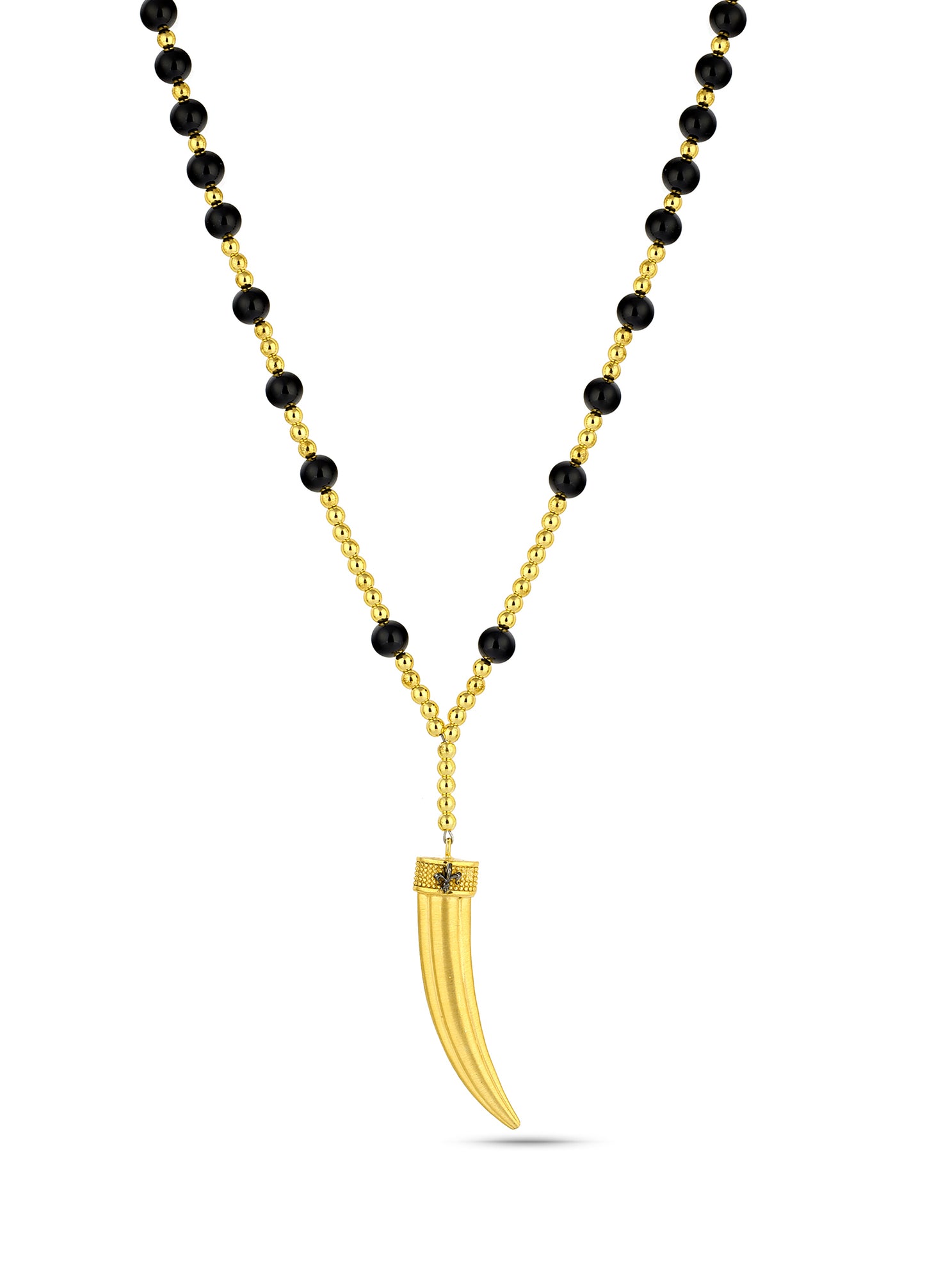 Claw Fleur De Lis Gem Stone Altın Kaplama Kolye