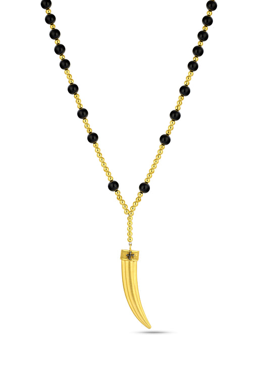 Claw Fleur De Lis Gem Stone Altın Kaplama Kolye