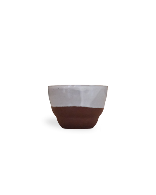 Earthblend Handmade Brown-White Ceramic Shot Cup