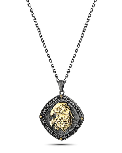 Engraved Eagle Men's Gold Necklace