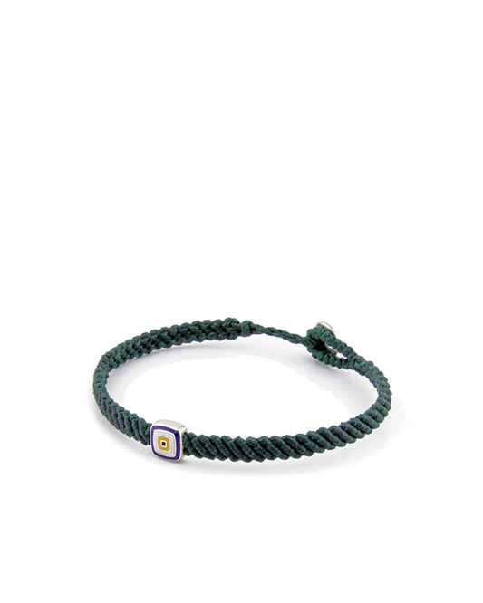 Evil Eye Square Makrame Erkek Gümüş Bileklik