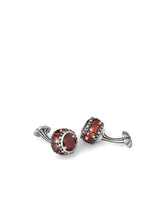 FLT Sphere Zircon Bordo Gümüş Kol Düğmesi