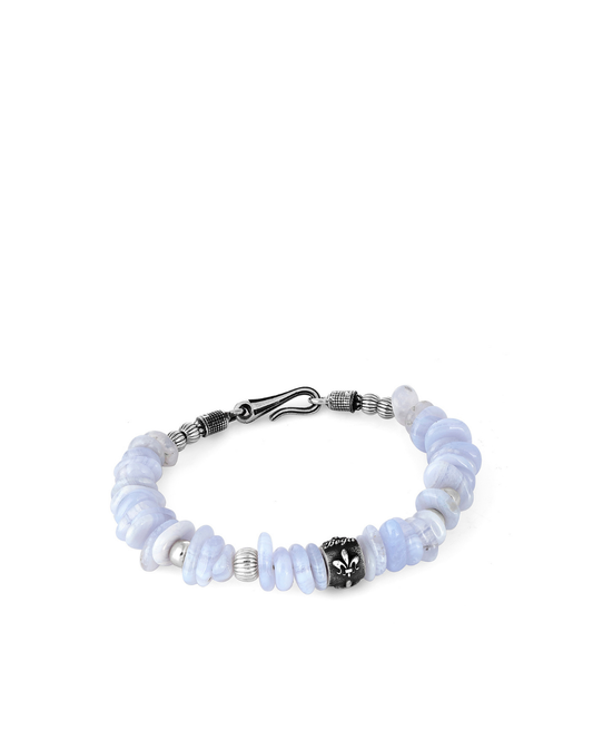 Fleur De Lis Tourmaline Erkek Gümüş Bileklik