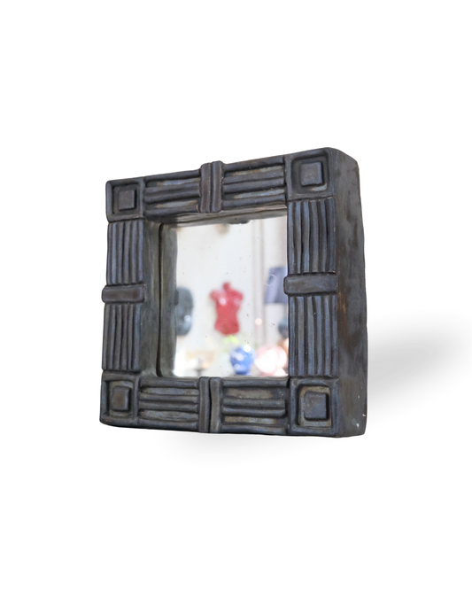 Frameedge Handmade Black Textured Ceramic Mirror