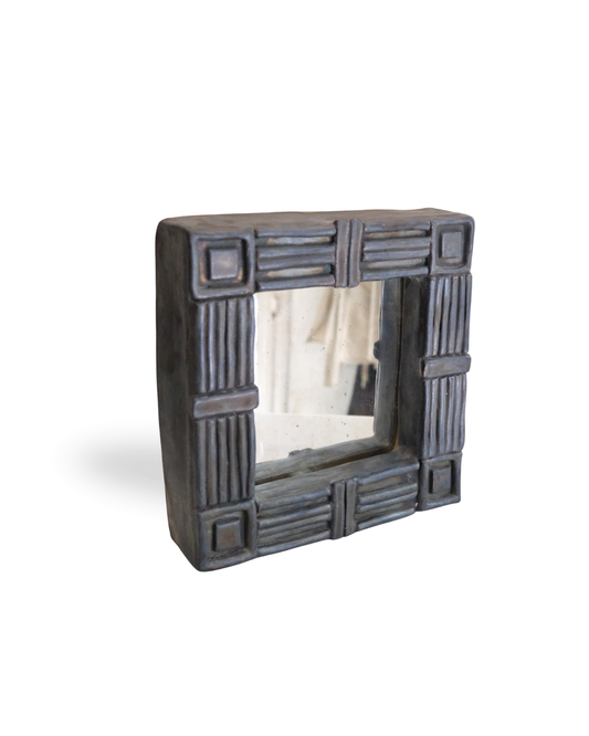 Frameedge Handmade Black Textured Ceramic Mirror