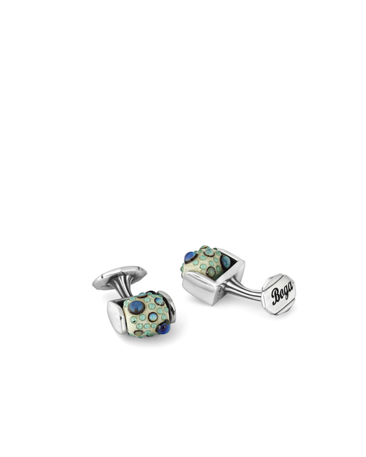 Glass Beads Barrel Fx Gümüş Kol Düğmesi