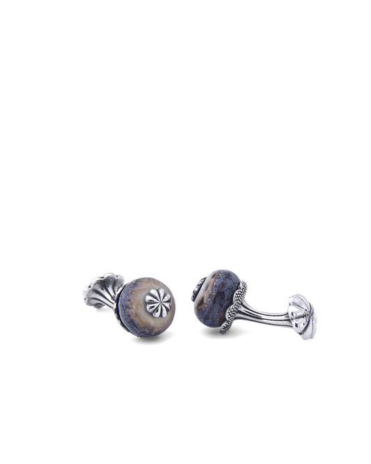 Glass Beads Bubble Fx Gümüş Kol Düğmesi