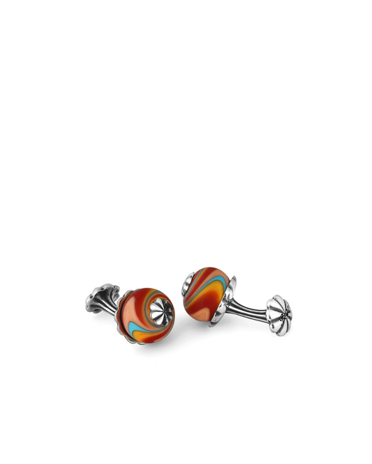 Glass Beads Silver Cufflinks