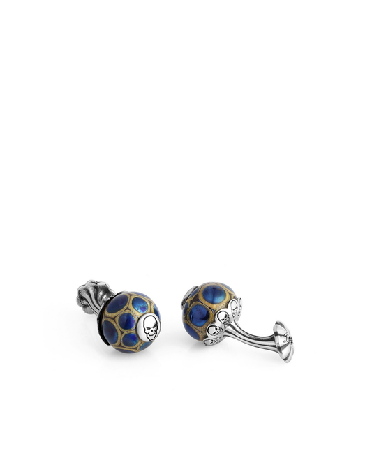 Glass Beads Skull Fx Gümüş Kol Düğmesi