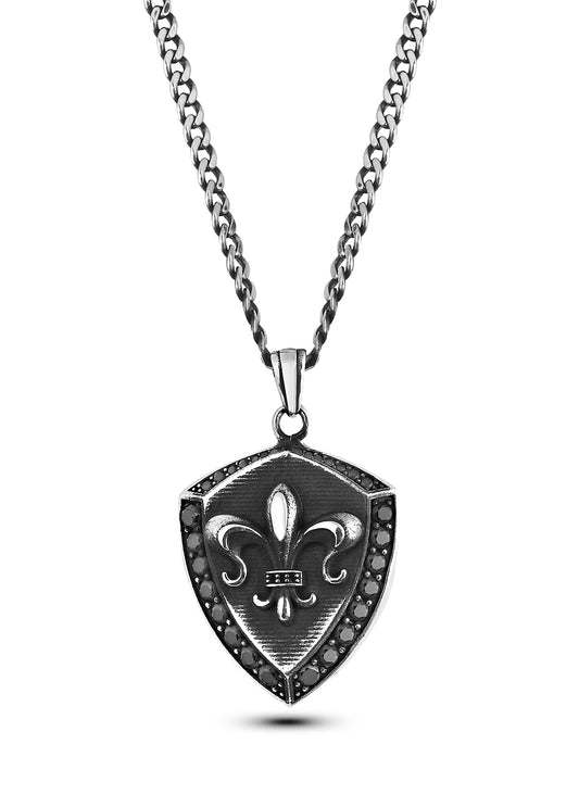 Heraldic Fleur De Lis Erkek Gümüş Kolye
