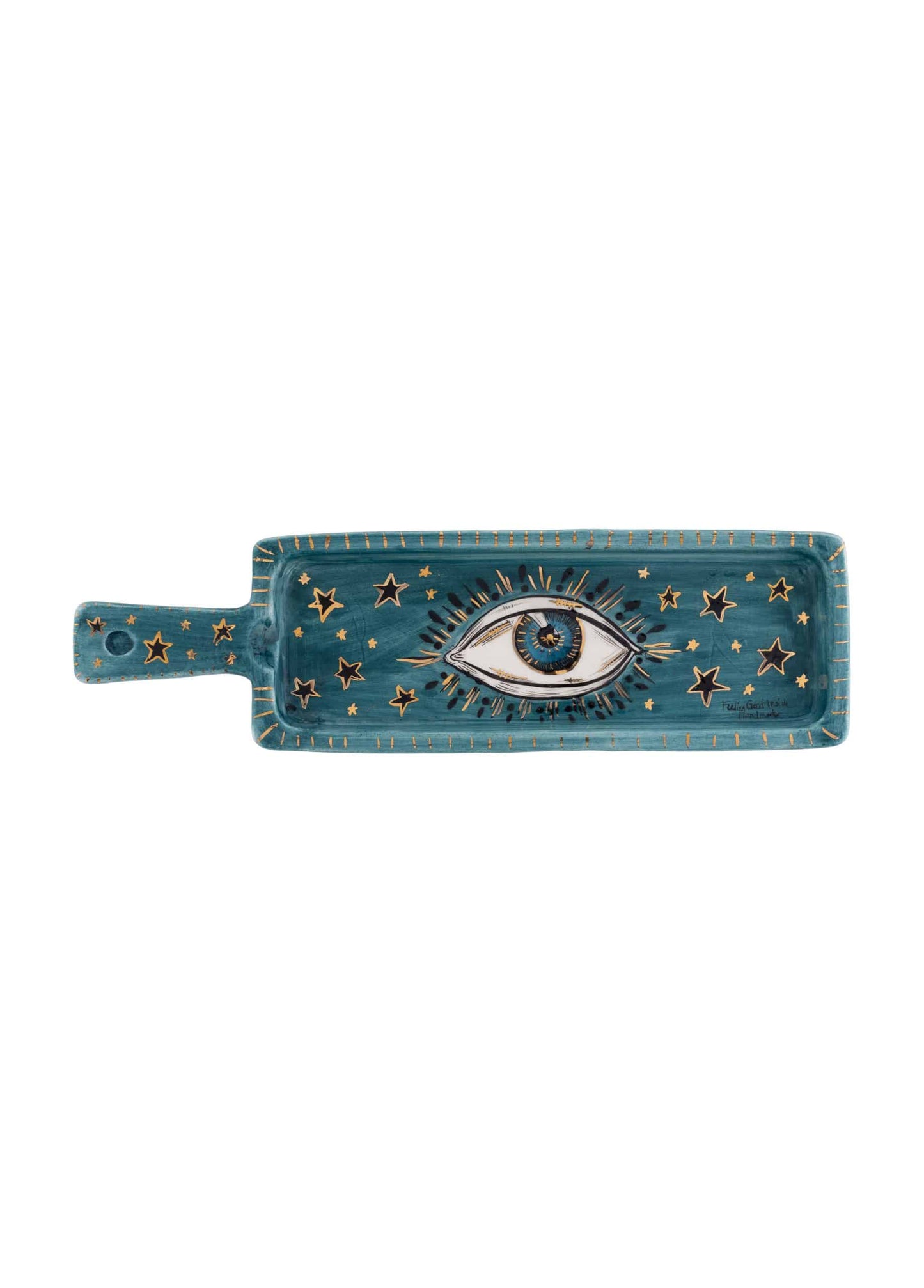 Blue-Eyed Long-Handled Ceramic Tray