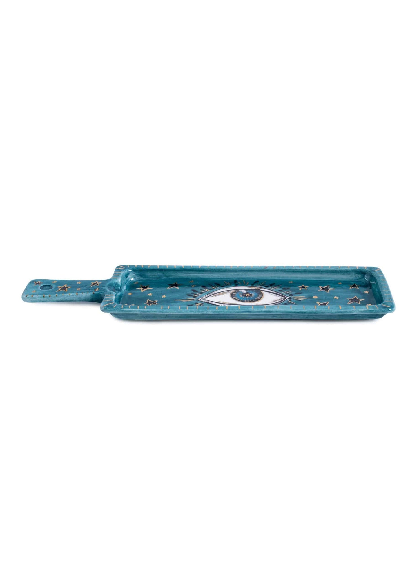 Blue-Eyed Long-Handled Ceramic Tray