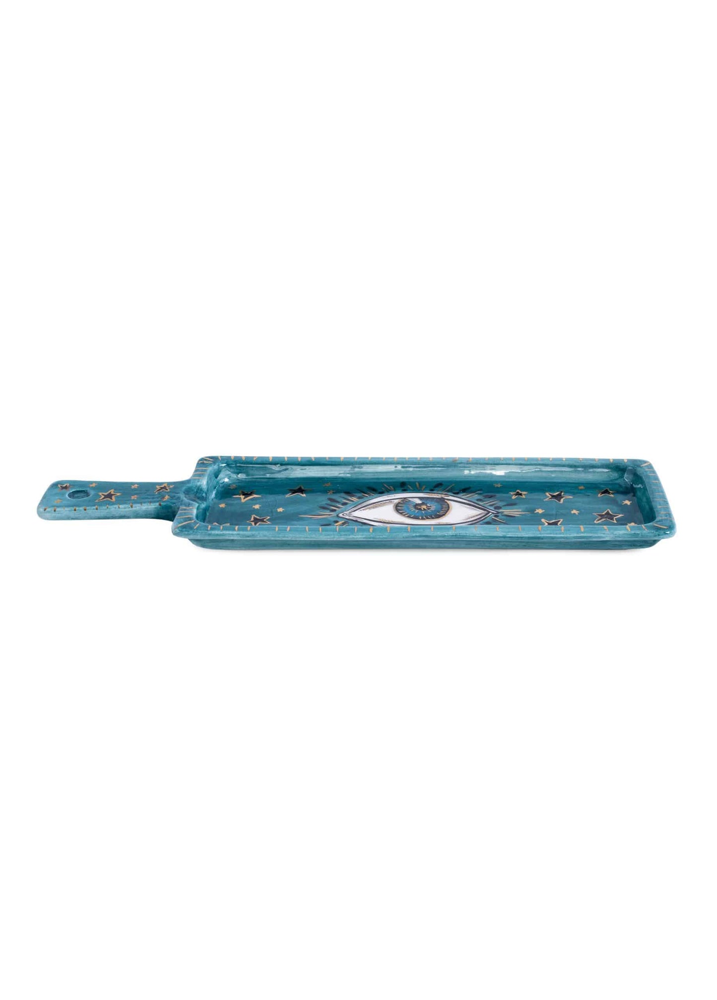 Blue-Eyed Long-Handled Ceramic Tray